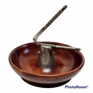 Mid Century Walnut Nut Bowl Nut Cracker Built In